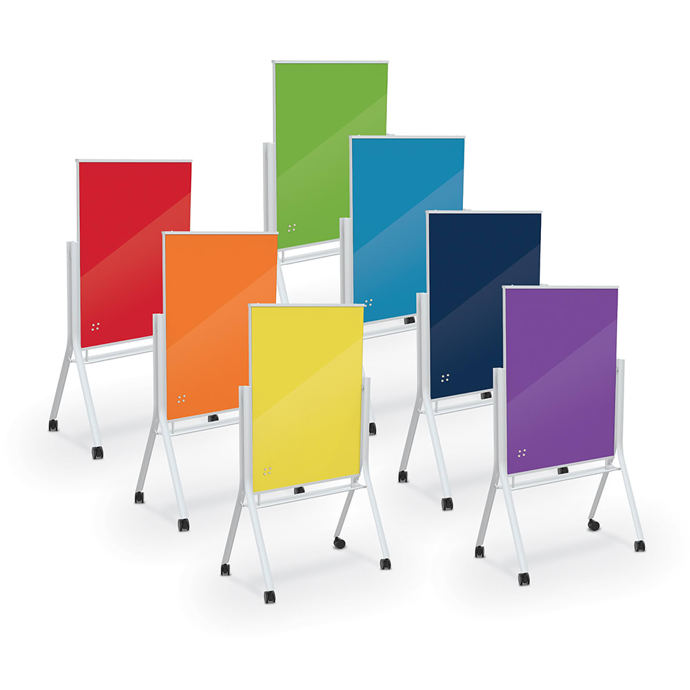 Visionary Curve Colors Mobile Magnetic Glass Board